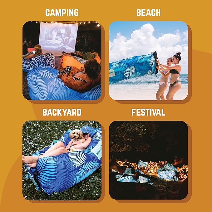 Chillbo Shwaggins Inflatable Couch – Cool Inflatable Lounger Easy Setup Inflatable Chair is Perfect for Beach Gear, Camping Fun and Festival Accessories