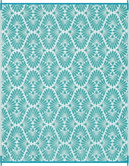 Lahome Outdoor Plastic Straw Rugs 8x10 Waterproof, Reversible Rv Outdoor Rugs for Camping, Large Outside Carpet for Camper Picnic Beach Pool Patio Deck, Teal 8'x10'