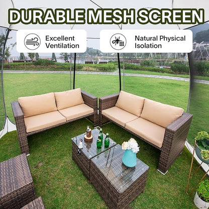 Alvantor Screen House Gazebo, 6-10-15 Person Pop Up Igloo Screened Canopy Tent with Mosquito Netting Sides, Instant UV Resistant Sun Shelter for Garden, Patio, Backyard