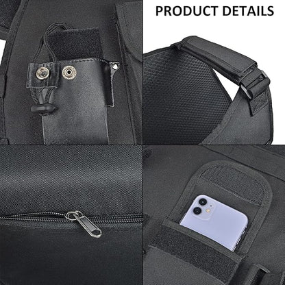 Heavy Duty Radio Harness Holder, Tactical Chest Tool Pag Front Pounch Holster Pack for Baofeng UV5R Motorola Talkabout Yaesu Kenwood Two Way Radio Walkie Talkie