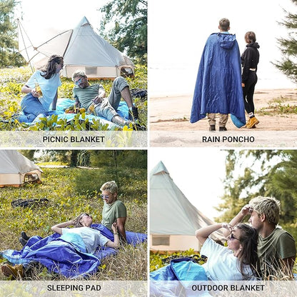 KingCamp Hooded Stadium Blanket - Waterproof & Windproof Fleece Blanket for Sports, Concerts, Park, Travel & Hiking