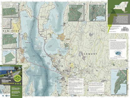 Burlington Vermont Outdoor Adventure Map | Burlington Hiking Map | Hiking trails of Shelburne, VT and Essex, NY | Durable, Waterproof & Tear Resistant