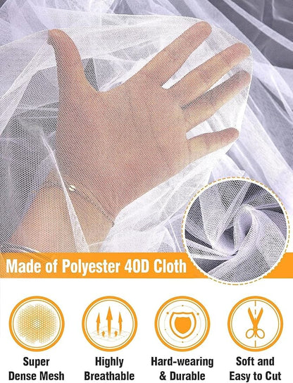 Mosquito Net for Patio - 10Ft x 65Ft for Each Garden Mesh Screen Barrier, Super Dense Patio Netting for Balcony Porch Umbrella Fruit Tree Gazebo Canopy RV Camping, White