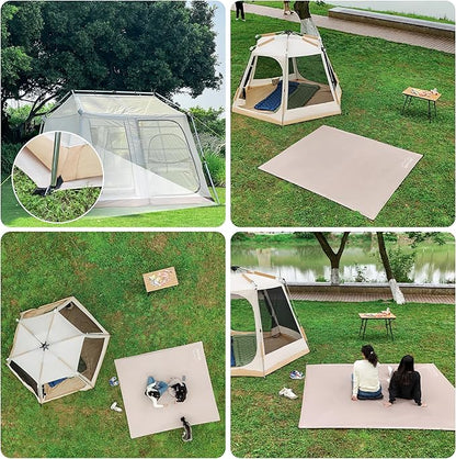 ONTYZZ Khaki Rectangle Tent Footprint Waterproof Camping Tarp Two in One Ground Sheet Mat and Tent Tarp for Camping Outdoor Hiking Beach Picnic