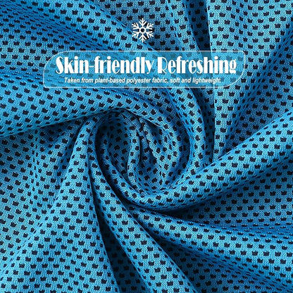 10 Pack Cooling Towels Bulk Microfiber Ice Towel Quick Dry Breathable Chilly Sweat Towel Stay Cool Towel for Neck Face Yoga Gym Workout Running Pilates Beach with Carabin Bag, 40x12'', Blue