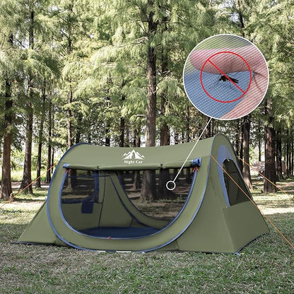 Night Cat Pop-up Camping Tent: 1 2 Person Tent Waterproof Instant Easy Setup Tunnel Tent