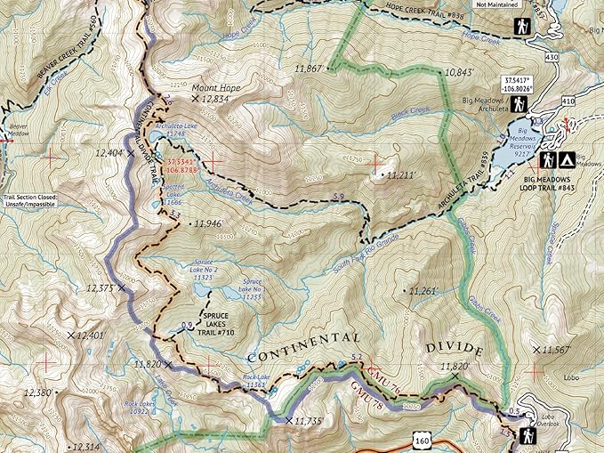 Outdoor Trail Maps Weminuche Wilderness East - Colorado Topographic Hiking Map (2019)