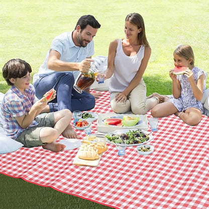Picnic Blanket Outdoor Extra Large Picnic Mat 80"X60" Camping Blanket Beach Blanket Foldable Waterproof Sand Mat Hiking Travel Family Concerts(Red)
