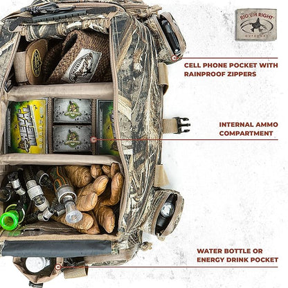 Rig'Em Right Waterfowl Standard Shell Shocker Duck Hunting Blind Bag with Sunglasses Case, Drink Holder, Ammo Compartment and More