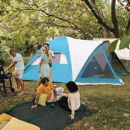 UNP Camping Tent with Screen Room, Portable 6 Person Camping Tent with Screen Porch, Family Dome Tent for Camping Outdoor - 14'x11'x72''(H)