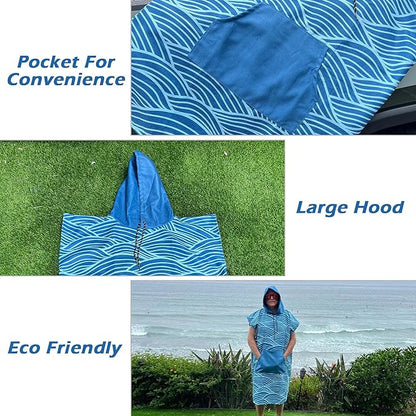 Malo'o Nalu Surf Poncho Changing Robe with Hood - Soft & Warm -Children & Adult Sizes-Changing Towel & Poncho