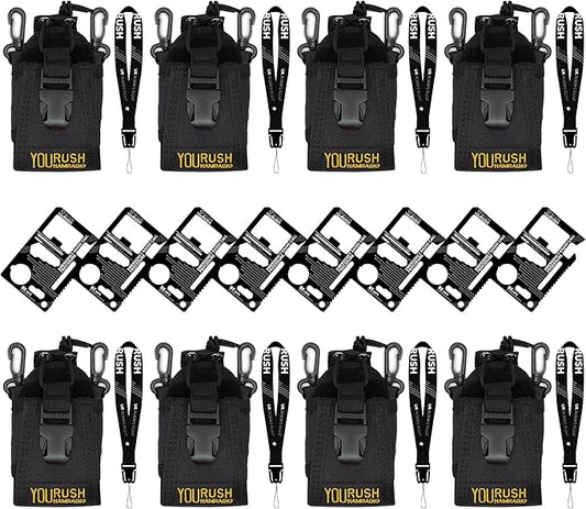 8xHam Radio Holder for Baofeng UV-5R Radio Holster Duty Belt & Card Multitool Belt Pouch Compatible with Baofeng BF-F8HP, UV5RUSH, UV-5R, UV-82, UV-H5 Case for Two Way Radio & Prepper Tool