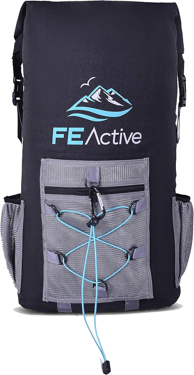 FE Active Waterproof 35L Insulated Cooler Backpack with Dry Ice Storage - Versatile for Camping, Beach & Fishing - Designed in California, USA - Back Pack Cooler - Waterproof Fishing Backpack