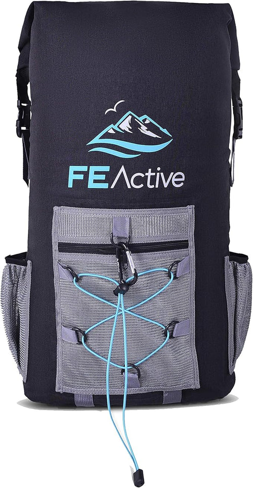 FE Active Waterproof 35L Insulated Cooler Backpack with Dry Ice Storage - Versatile for Camping, Beach & Fishing - Designed in California, USA - Back Pack Cooler - Waterproof Fishing Backpack