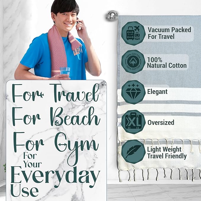 Breathable Airplane Keep Warm Travel Blanket Towel Quick Dry Comfortable Cotton Oversized 39" x 72" Compact Portable Essentials Quick Dry Beach Towel Car Camping (Bright Red)