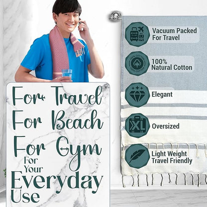 Breathable Airplane Keep Warm Travel Blanket Towel Quick Dry Comfortable Cotton Oversized 39" x 72" Compact Portable Essentials Quick Dry Beach Towel Car Camping (Bright Red)