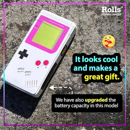 Rolls Electric Lighter - USB Rechargeable Cool Lighters - Retro Gamer Gifts for Women - Windproof Electronic Arc Lighter - Candle Lighter - Custom Unique Gadgets - by Rolls Plasma Lighter (Pink)