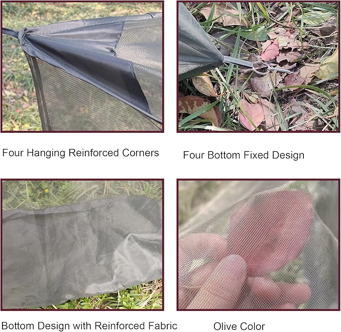 Aventik No-See-Um Premium Rectangular Camping Mosquito Net, The Ultra-Fine Mesh Olive-Green Easy to Carry&Easy Installation for Double Bed, Hammocks or Camping Use (82x40x69in/208x100x175cm)