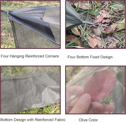 Aventik No-See-Um Premium Rectangular Camping Mosquito Net, The Ultra-Fine Mesh Olive-Green Easy to Carry&Easy Installation for Double Bed, Hammocks or Camping Use (82x40x69in/208x100x175cm)