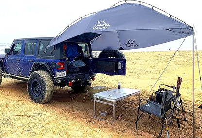 Versatility Camping Tent for Truck Bed,SUV RVing, Van,Trailer and Overlanding Portable Teardrop Awning Canopy Tear Resistant Tarp with 2 Sandbag