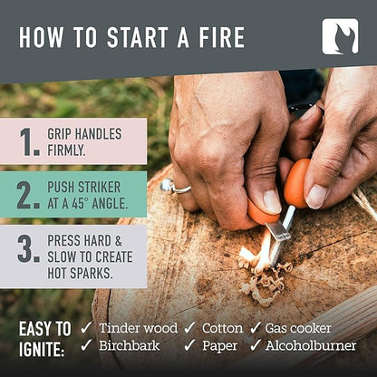 Light My Fire Flint Fire Starter Ferro Rod Survival Tool Army — Fire Steel Bushcraft Gear — Flint and Steel Magnesium Fire Starter Kit — 3/8” 2-in-1 Fire Starters for Campfires — 12,000 Strikes