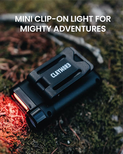 Claymore Capon 65A+ (Black) - LED Rechargeable Clip-On Cap Headlamp, Lightweight Hat Light for Camping, Running, Hiking, Emergency & Industrial Use, Waterproof, USB-C, Up to 19 Hours of Battery Life.