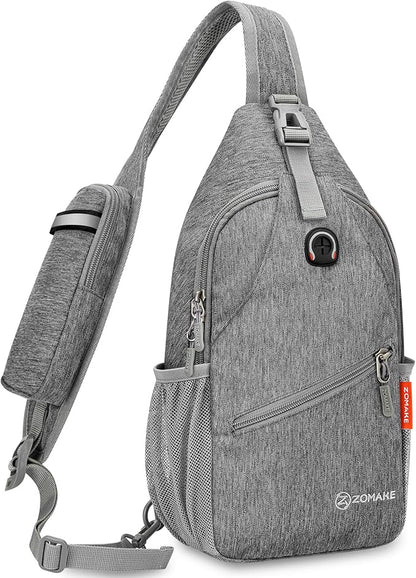 ZOMAKE Small Sling Bag, Travel Sling Backpack, Waterproof Hiking Cycling Crossbody pack for Men Women(New Black)