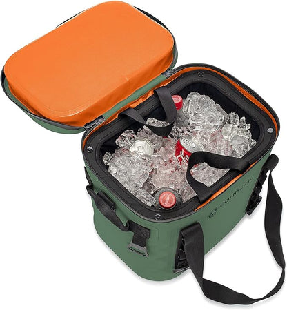 Earth Pak Heavy Duty Waterproof 20-Can Soft Cooler Bag for Camping, Kayaking, Beach Trips - Mesh Bag Insert Included