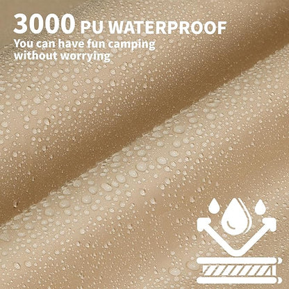 ONTYZZ Khaki Rectangle Tent Footprint Waterproof Camping Tarp Two in One Ground Sheet Mat and Tent Tarp for Camping Outdoor Hiking Beach Picnic
