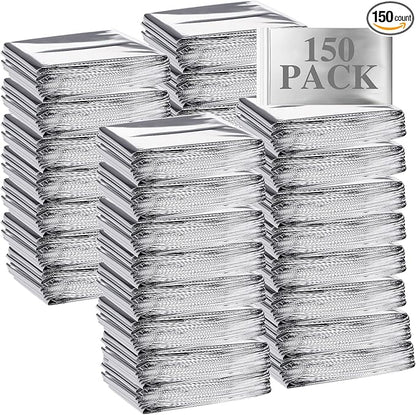 Emergency Blanket Bulk Mylar Survival Thermal Blankets Pack Silver Foil Reflective Blankets for Cold Outdoors Camping Hiking First Aid Shelter Space Emergency Supplies Blanket Set