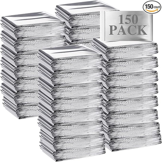 Emergency Blanket Bulk Mylar Survival Thermal Blankets Pack Silver Foil Reflective Blankets for Cold Outdoors Camping Hiking First Aid Shelter Space Emergency Supplies Blanket Set