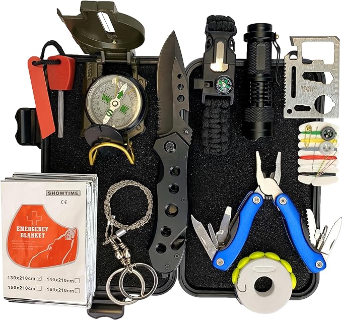 Survival Kit with First Aid and Tactical Tools, Camping Gear, Emergency Survival Gear - Gift for Men