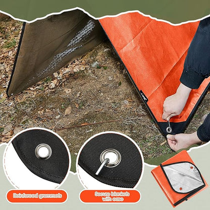 Kingdder Heavy Duty Emergency Blankets for Survival Insulated Thermal Reflective Tarp Thermal Blanket for Camping Reusable Infrared Blocked Emergency Blankets for Rescue Car Camping Hiking
