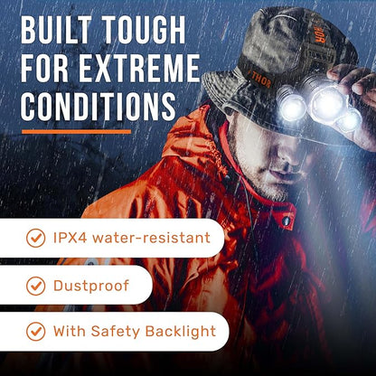 TDC Head Lamp Led Rechargeable Super Bright - USB-C Headlamp for Adults - Head Lights for Forehead - 1080 Lumen Head Flashlight - 10HR Battery for Hardhat, Camping, Hunting, Work