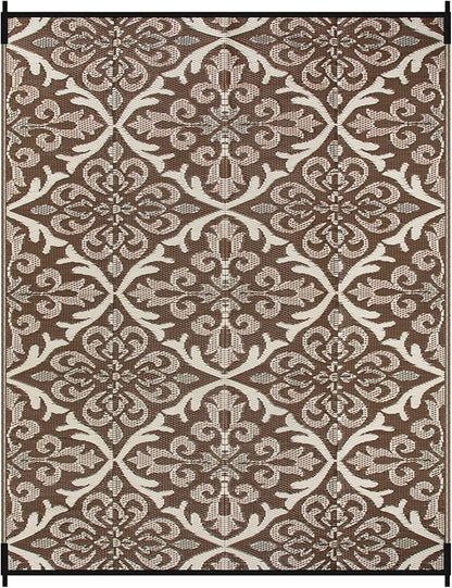 Lahome Outdoor Area Rugs 8x10 Patio Waterproof, Reversible Plastic Straw Rv Outdoor Rugs for Camping, Large Indoor Outdoor Carpet for Porch Deck Backyard Camper Picnic, Khaki 8'x10'