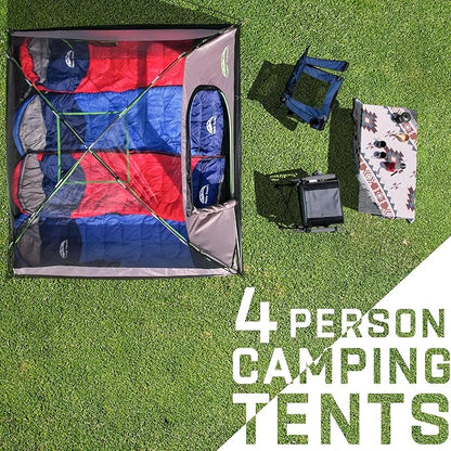 Happy Travel Camping Tent, 4 Person Dome Tents for Camping with Rainfly, Waterproof Clip Easy Setup Portable Family Tent with Mesh Windows, 20% More Headroom Backpacking Tents for Camping & Hiking