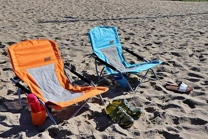 Nice C Chair for Beach for Adults 2 Pack, Low Chair, Sling, Folding, Portable, Concert, Kids, Boat, Sand Chair with Cup Holder & Carry Bag (Set of 2 Orange)