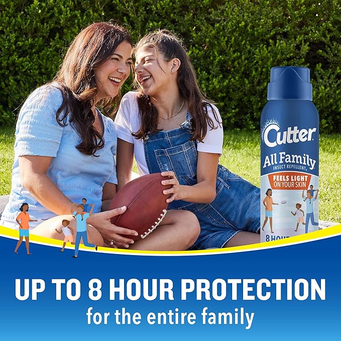 Cutter All Family Insect Repellent, 4 Ounces, [DEET-Free] Alternative Lightweight Aerosol Spray Repels Mosquitoes and Ticks for Up to 8 Hours of Complete Protection for The Entire Family (Pack of 2)