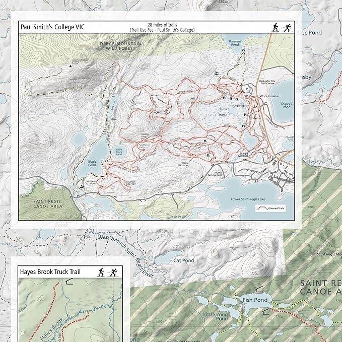 Lake Placid & Saranac Lake Winter Trails Map | Adirondacks High Peaks Hiking Map | Jackrabbit Ski Trail, Paul Smith’s College VIC, Cascade X-C Ski Center | Durable, Waterproof & Tear Resistant