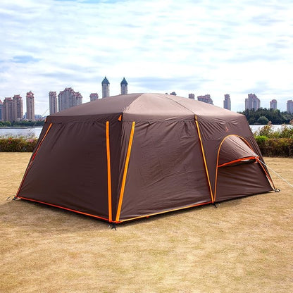 KTT Extra Large Tent 12 Person,2 Bay-Windows,Family Cabin Tents,14'Lx10'Wx6.58'H,2 Rooms and 3 Doors 3 Windows with Mesh,Waterproof,Straight Wall,Big Tent for Outdoor,Picnic,Camping,Gathering