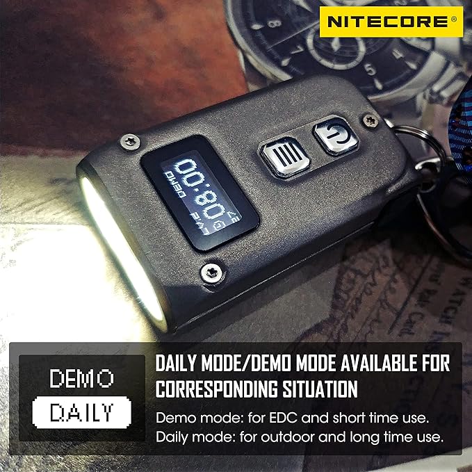 Nitecore TINI 2 Ti Titanium 500 Lumen Rechargeable EDC Keychain Flashlight with Retractable Keychain