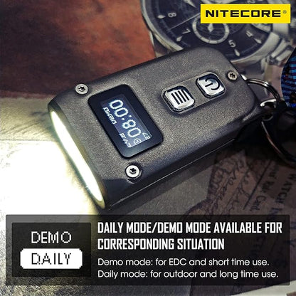 Nitecore TINI 2 Ti Titanium 500 Lumen Rechargeable EDC Keychain Flashlight with Retractable Keychain