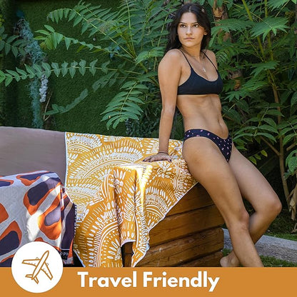 ECCOSOPHY Microfiber Beach Towel - Sand Free Towels are Quick Dry, Light Weight, Super Absorbent - Perfect Pool, Travel, Cruise, Camping Essentials - Oversized Extra Large for Adults 71x35 in