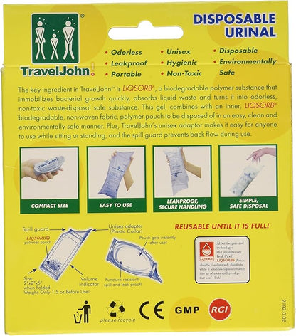 TravelJohn Disposable Urinal for Men, Women & Children 3 units (Pack of 1)