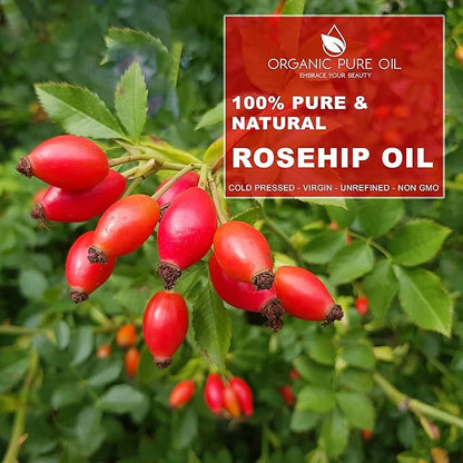 OPO Rosehip Oil - 16 oz - Pure, Unrefined, Cold Pressed, Non-GMO, Vegan Bulk Carrier Oil - Skin, Hair, Nails, Body, Face, Facial Hair - Nourish, Moisturize, Condition Sensitive, Mature, Brittle