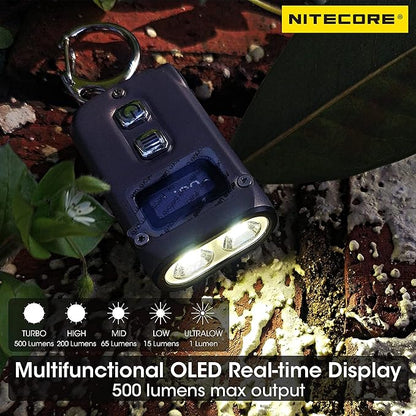 Nitecore TINI 2 Ti Titanium 500 Lumen Rechargeable EDC Keychain Flashlight with Retractable Keychain