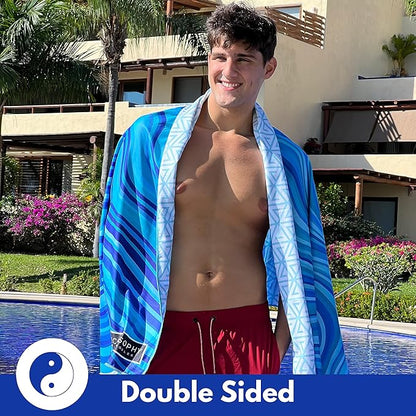 ECCOSOPHY Microfiber Beach Towel - Sand Free Towels are Quick Dry, Light Weight, Super Absorbent - Perfect Pool, Travel, Cruise, Camping Essentials - Oversized Extra Large for Adults 71x35 in