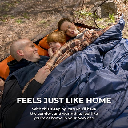 Teton Mammoth Queen Size Double Sleeping Bag- A Warm Bag The Whole Family can Enjoy – Great for Camping, Hunting and Base Camp. Compression Sack Included