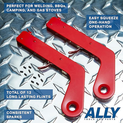ALLY Tools 2 PC Pistol Rock Style Flint Striker with 12 Striker flints - Perfect as a Welding Striker, Flint Lighter, Camping Stove Striker, Torch Striker, Spark Lighter, Striker Lighter, and Striker