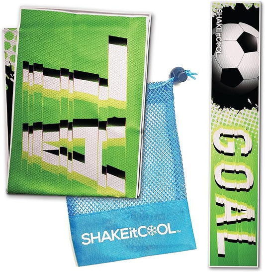 SHAKEitCOOL Original Cooling Towel – Be Cool in Style - Heat Relief, Soft, Lightweight, Sun Protection, Easy Clean - Perfect for Biking, Running, Yoga, Gym, Gardening - Soccer